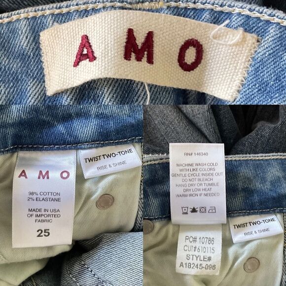 AMO Blue Twist Two Tone Rise & Shine Split Hem Skinny Jeans 25 - Picture 7 of 8